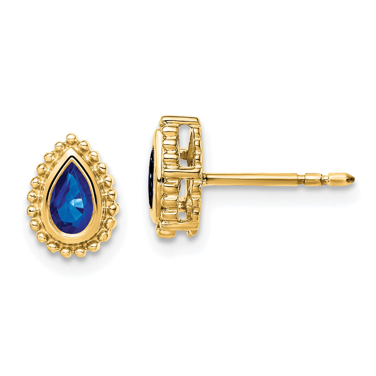 14k Pear Sapphire Post Earrings-EM7203-SA-Y