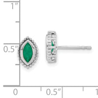 14k White Gold Marquise Emerald Post Earrings-EM7204-EM-W