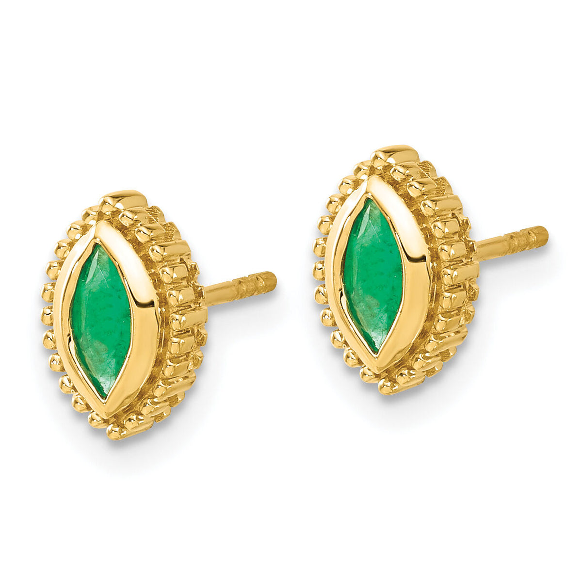 14k Marquise Emerald Post Earrings-EM7204-EM-Y