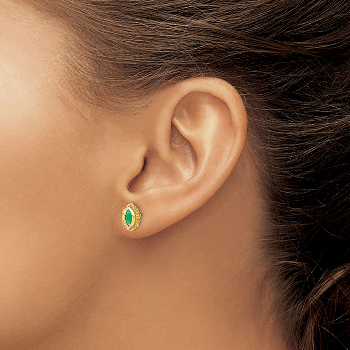 14k Marquise Emerald Post Earrings-EM7204-EM-Y