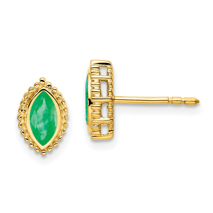 14k Marquise Emerald Post Earrings-EM7204-EM-Y