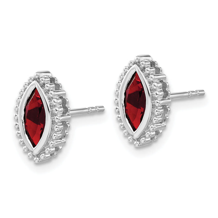14k White Gold Marquise Garnet Post Earrings-EM7204-GA-W
