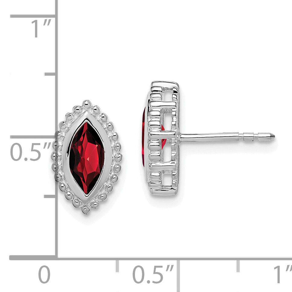 14k White Gold Marquise Garnet Post Earrings-EM7204-GA-W