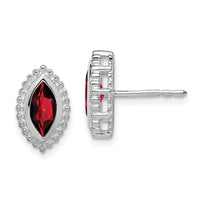 14k White Gold Marquise Garnet Post Earrings-EM7204-GA-W