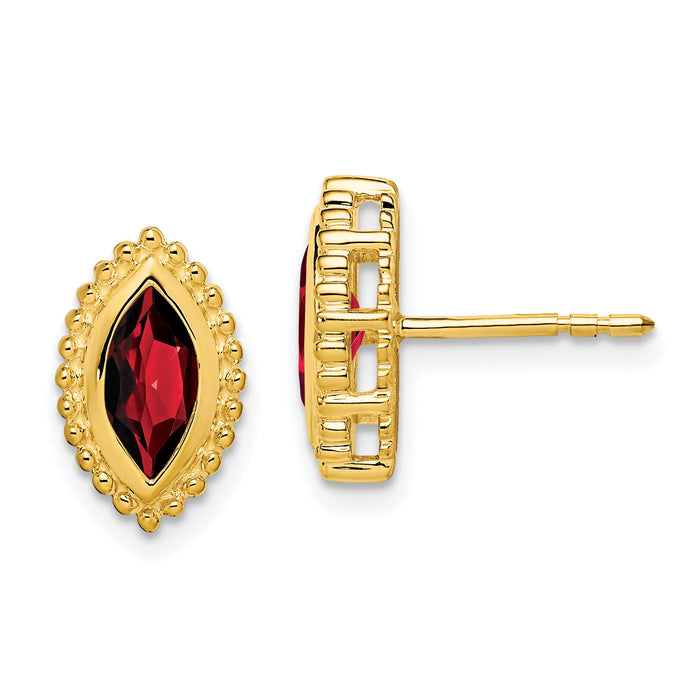 14k Marquise Garnet Post Earrings-EM7204-GA-Y