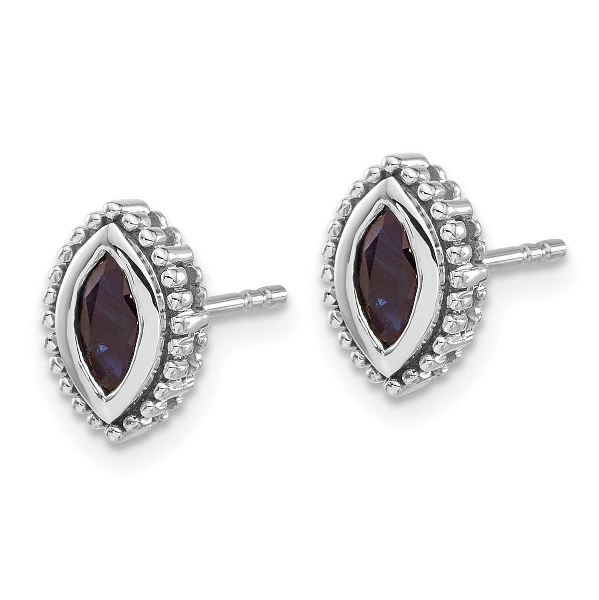 14k White Gold Marquise Sapphire Post Earrings-EM7204-SA-W
