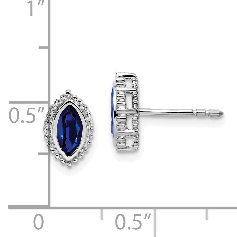14k White Gold Marquise Sapphire Post Earrings-EM7204-SA-W