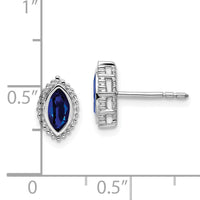 14k White Gold Marquise Sapphire Post Earrings-EM7204-SA-W
