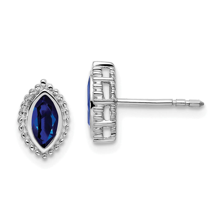 14k White Gold Marquise Sapphire Post Earrings-EM7204-SA-W