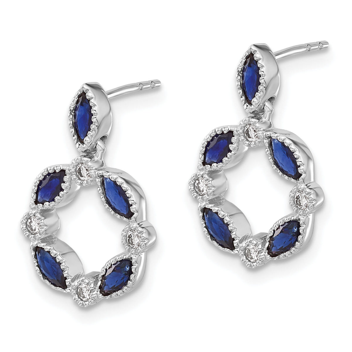14k White Gold Sapphire and Diamond Dangle Earrings-EM7206-SA-010-WA