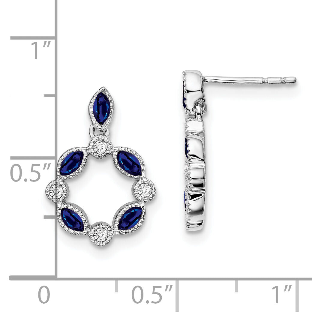 14k White Gold Sapphire and Diamond Dangle Earrings-EM7206-SA-010-WA