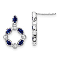 14k White Gold Sapphire and Diamond Dangle Earrings-EM7206-SA-010-WA