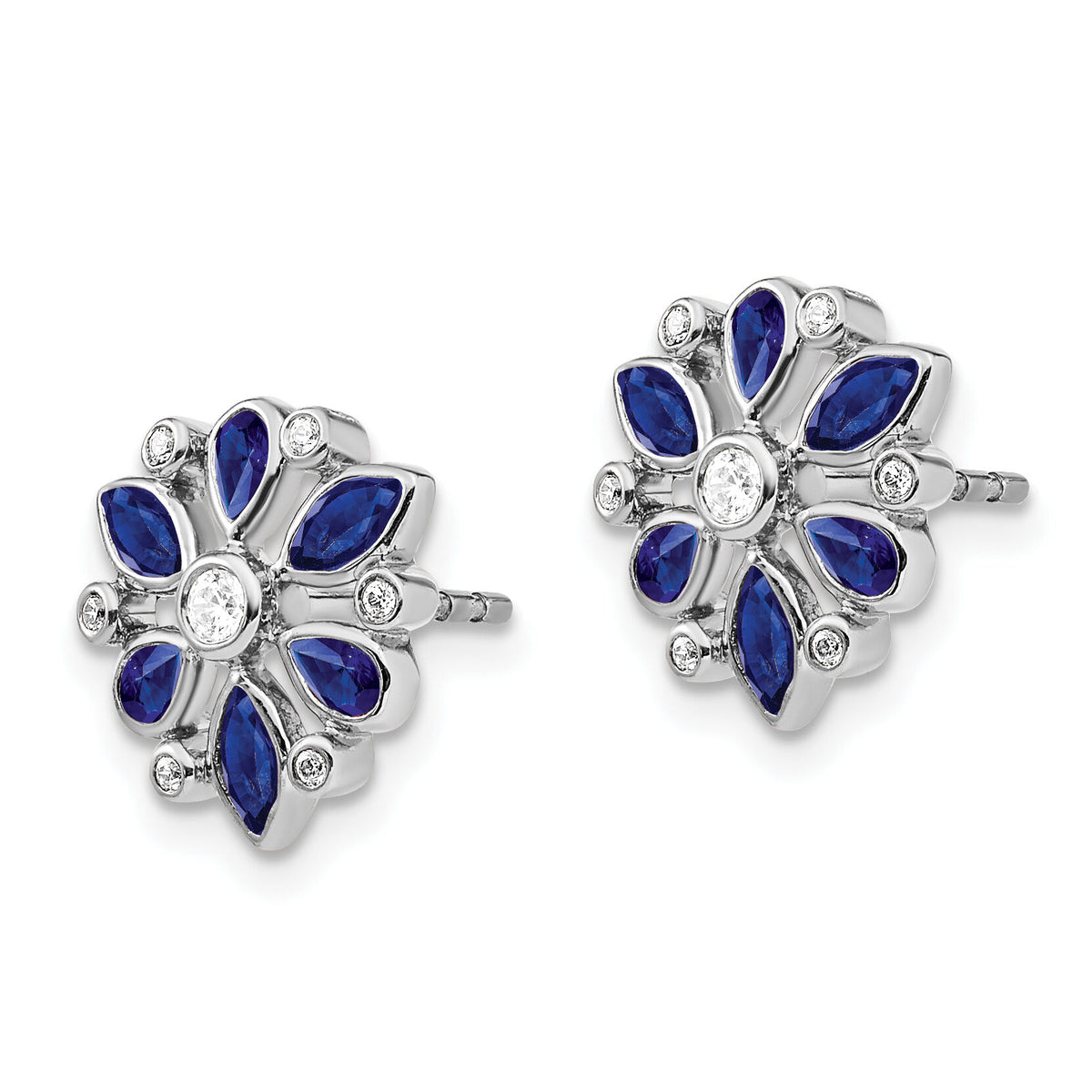 14k White Gold Sapphire and Diamond Post Earrings-EM7219-SA-013-WA