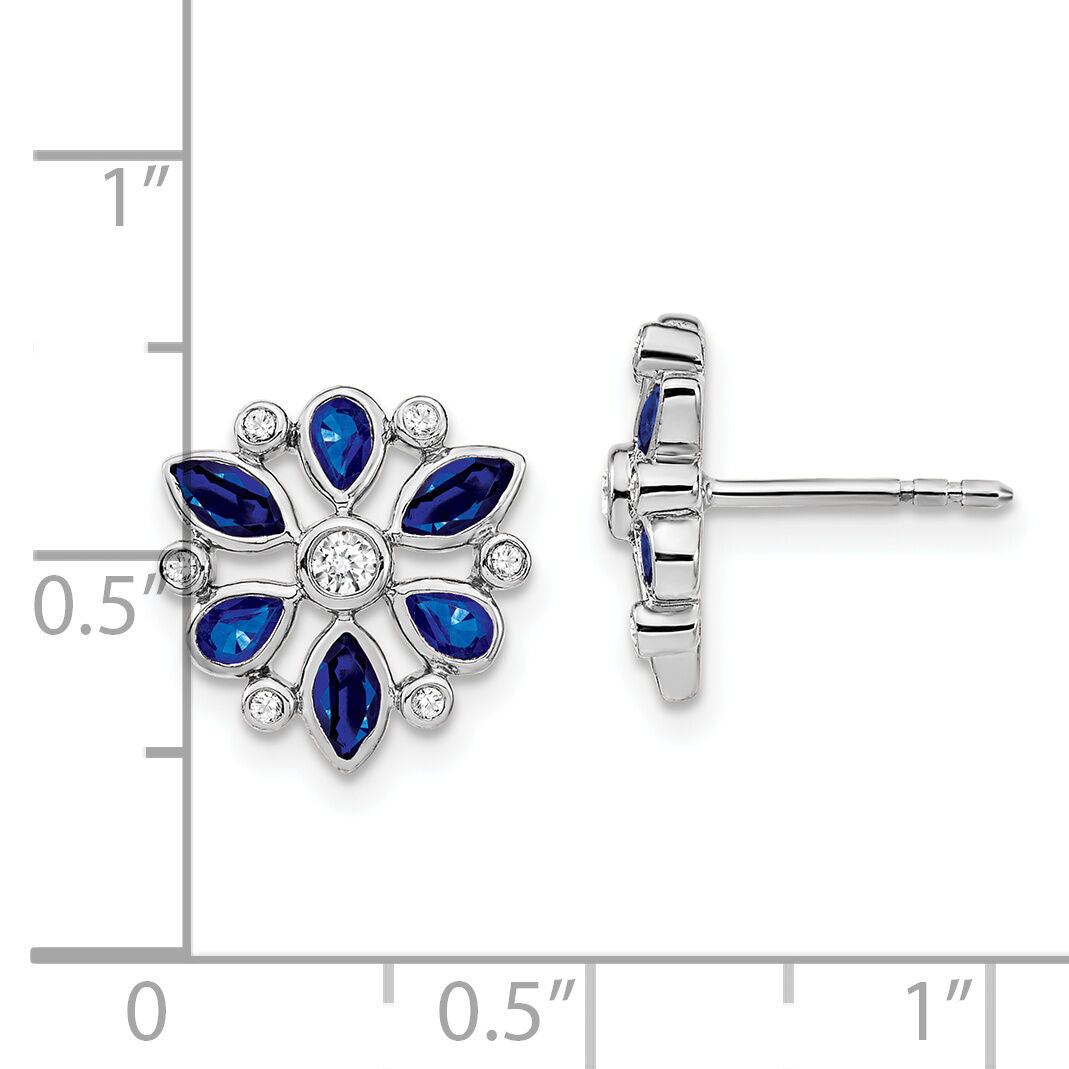 14k White Gold Sapphire and Diamond Post Earrings-EM7219-SA-013-WA