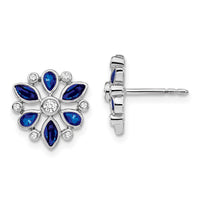 14k White Gold Sapphire and Diamond Post Earrings-EM7219-SA-013-WA