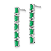 14k White Gold Emerald 5-stone Dangle Earrings-EM7224-EM-W