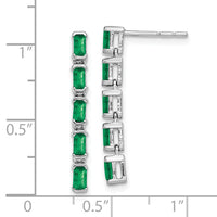 14k White Gold Emerald 5-stone Dangle Earrings-EM7224-EM-W