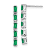14k White Gold Emerald 5-stone Dangle Earrings-EM7224-EM-W