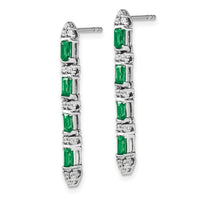 14k White Gold Emerald and Diamond 4-stone Dangle Earrings-EM7225-EM-020-WA