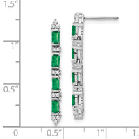14k White Gold Emerald and Diamond 4-stone Dangle Earrings-EM7225-EM-020-WA