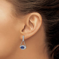 14k White Gold Marquise Created Sapphire and Diamond Earrings-EM7229-SA-033-WA