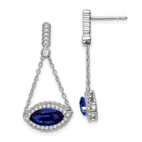 14k White Gold Marquise Created Sapphire and Diamond Earrings-EM7229-SA-033-WA