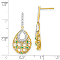 14k Emerald and Diamond Dangle Earrings-EM7251-EM-033-YA