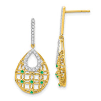 14k Emerald and Diamond Dangle Earrings-EM7251-EM-033-YA