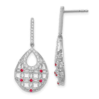 14k White Gold Ruby and Diamond Dangle Earrings-EM7251-RU-033-WA