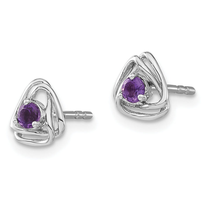14k White Gold Amethyst Post Earrings-EM7395-AM-W