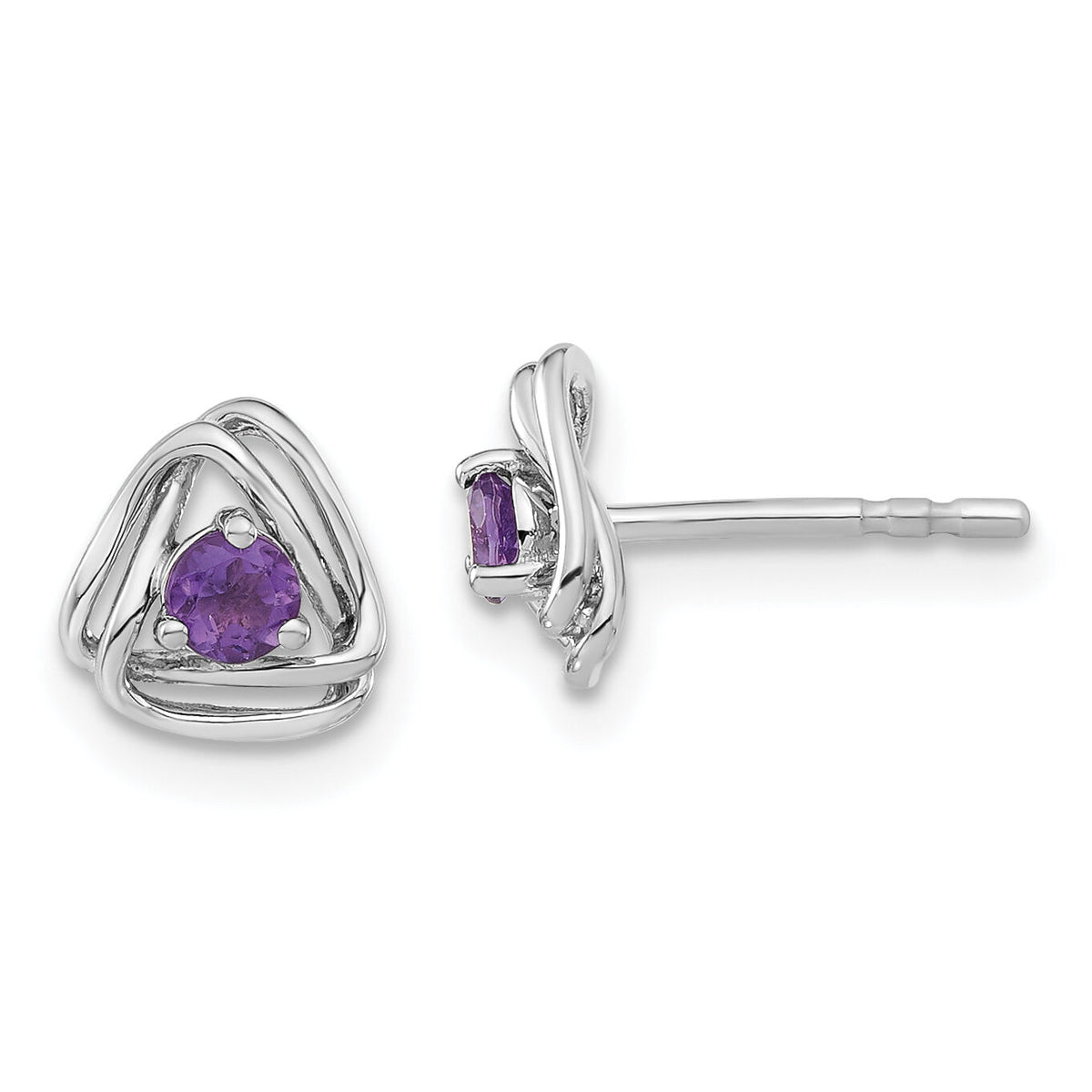 14k White Gold Amethyst Post Earrings-EM7395-AM-W