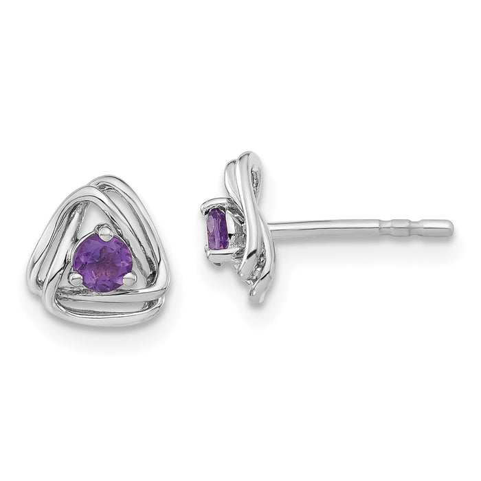 14k White Gold Amethyst Post Earrings-EM7395-AM-W