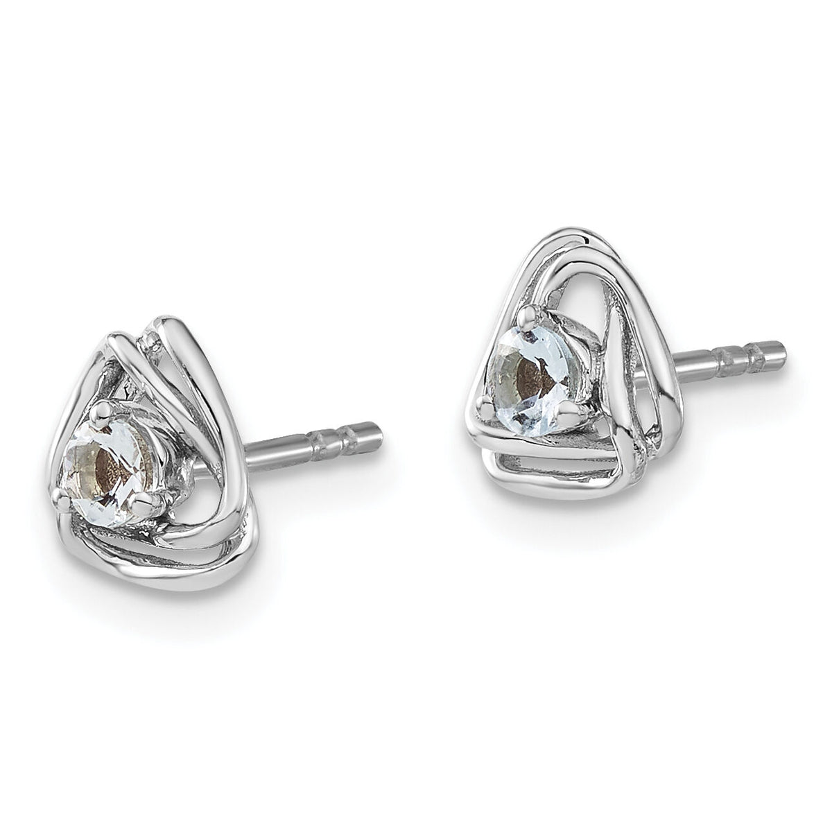 14k White Gold Aquamarine Post Earrings-EM7395-AQ-W