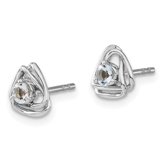 14k White Gold Aquamarine Post Earrings-EM7395-AQ-W