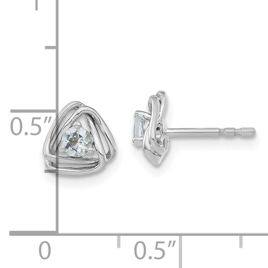 14k White Gold Aquamarine Post Earrings-EM7395-AQ-W