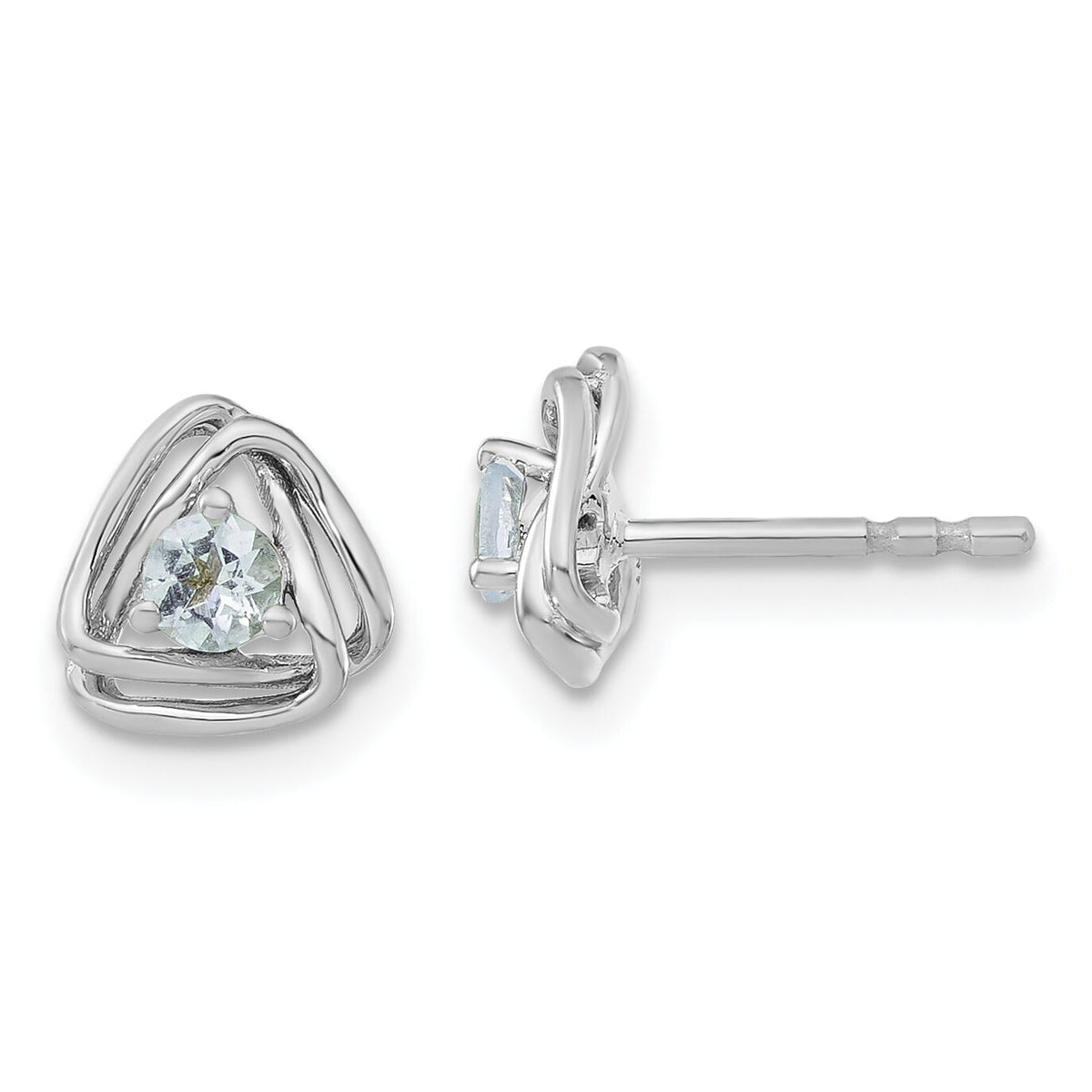 14k White Gold Aquamarine Post Earrings-EM7395-AQ-W