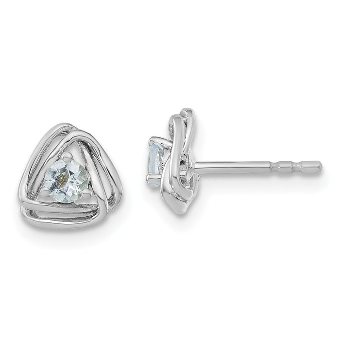14k White Gold Aquamarine Post Earrings-EM7395-AQ-W