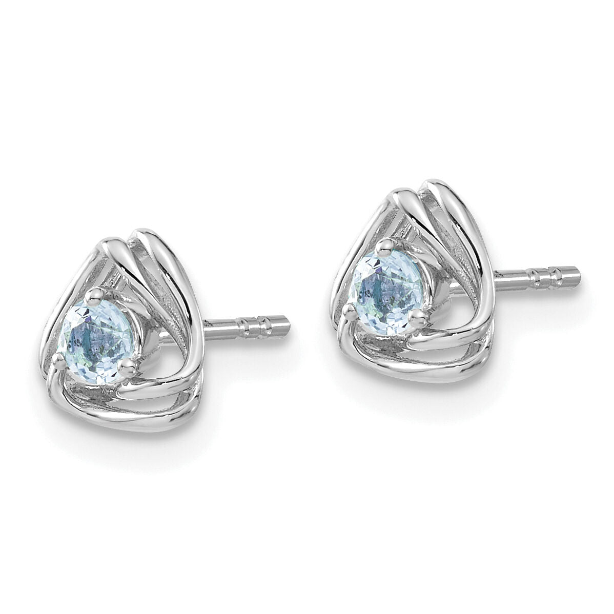 14k White Gold Blue Topaz Post Earrings-EM7395-BT-W