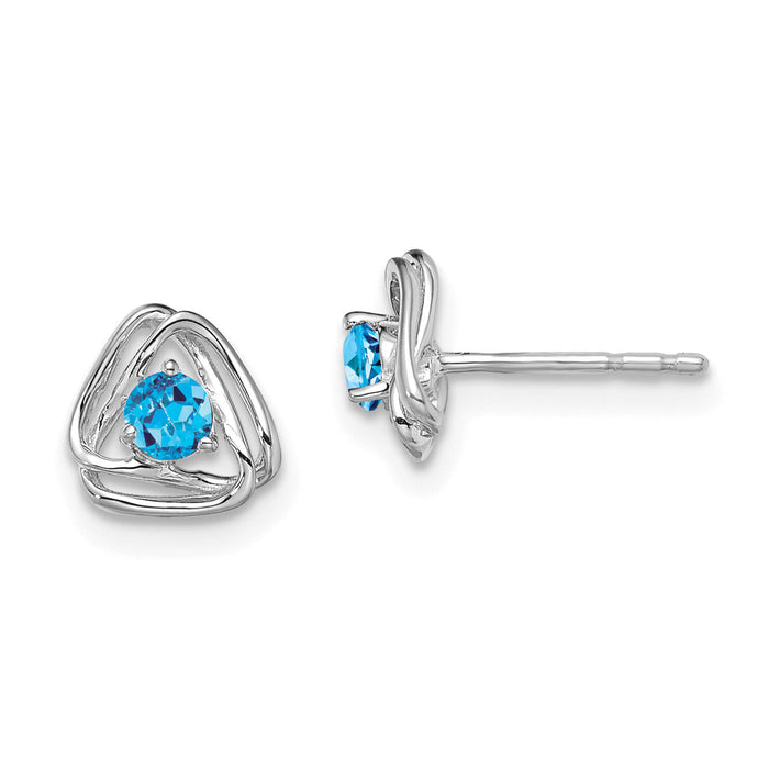14k White Gold Blue Topaz Post Earrings-EM7395-BT-W