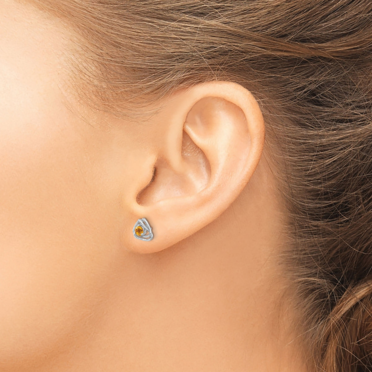 14k White Gold Citrine Post Earrings-EM7395-CI-W
