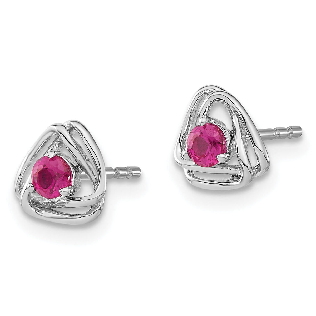 14k White Gold Created Ruby Post Earrings-EM7395-CRU-W
