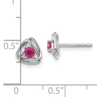 14k White Gold Created Ruby Post Earrings-EM7395-CRU-W
