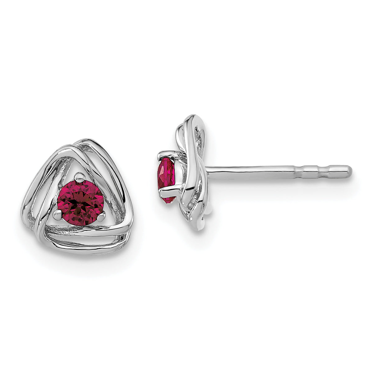14k White Gold Created Ruby Post Earrings-EM7395-CRU-W