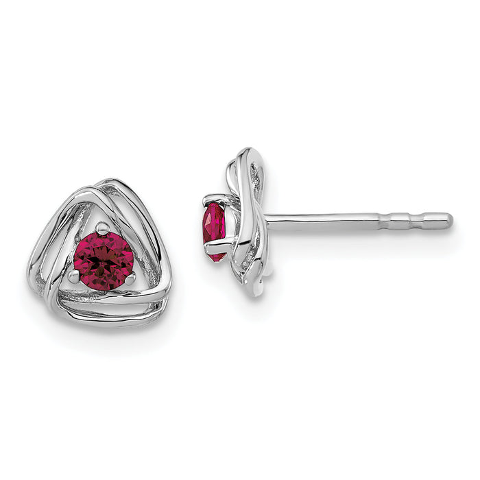 14k White Gold Created Ruby Post Earrings-EM7395-CRU-W