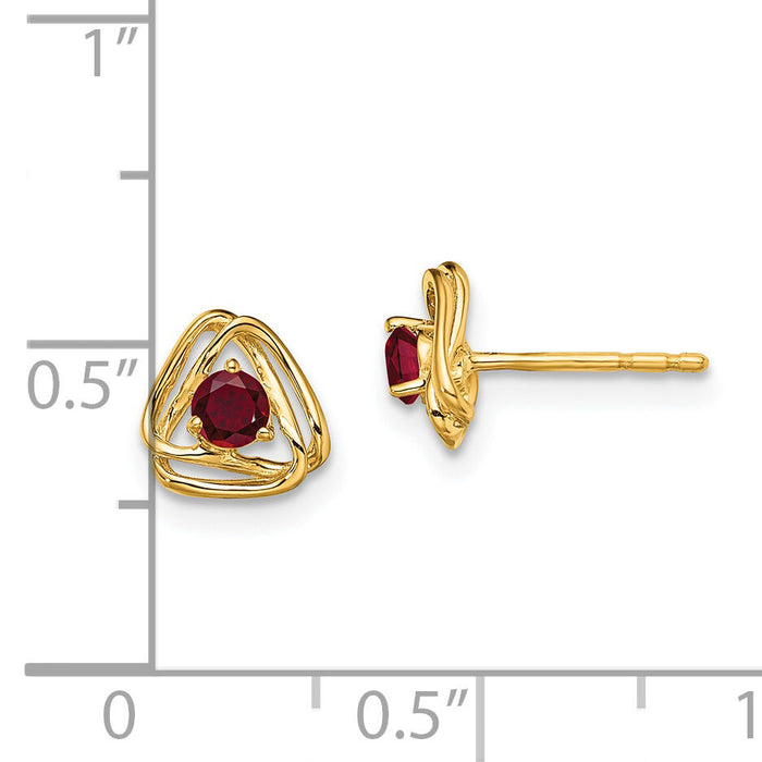 14k Created Ruby Post Earrings-EM7395-CRU-Y