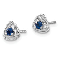 14k White Gold Created Sapphire Post Earrings-EM7395-CSA-W