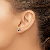 14k White Gold Created Sapphire Post Earrings-EM7395-CSA-W