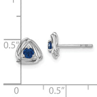 14k White Gold Created Sapphire Post Earrings-EM7395-CSA-W