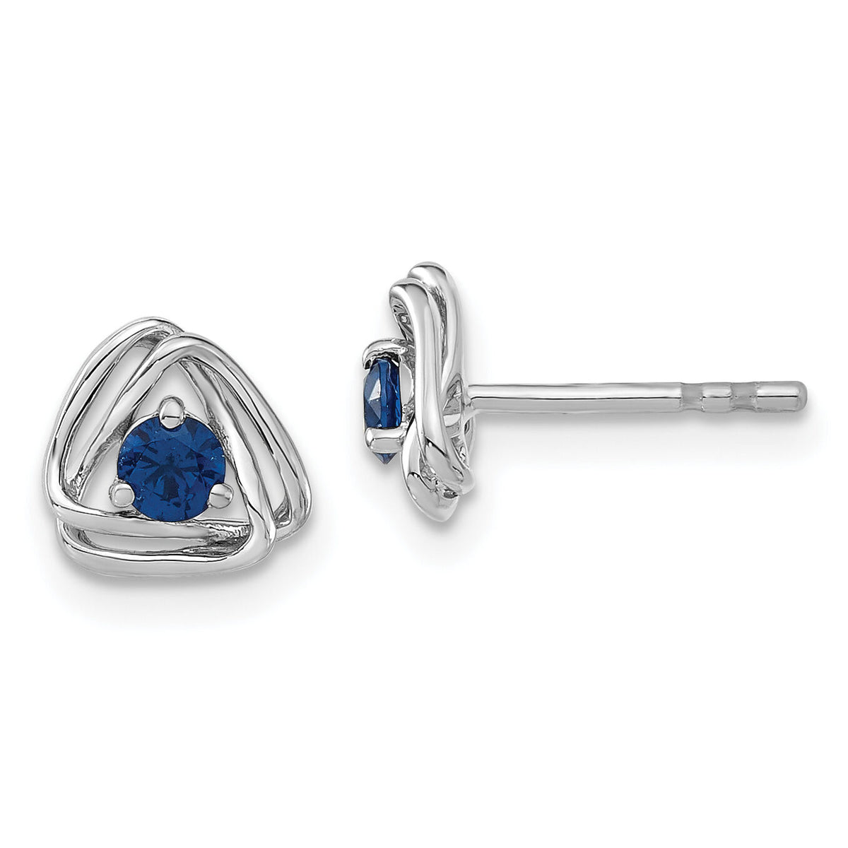 14k White Gold Created Sapphire Post Earrings-EM7395-CSA-W