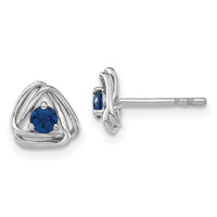 14k White Gold Created Sapphire Post Earrings-EM7395-CSA-W